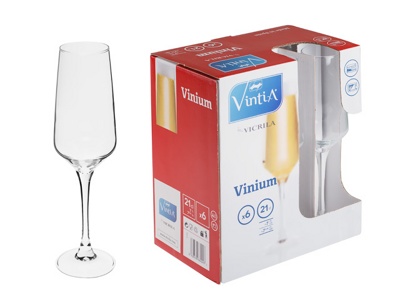 Набор бокалов для шампанского, 6 шт., 210 мл, 210х60 мм, серия Vinium, VINTIA (V055340)