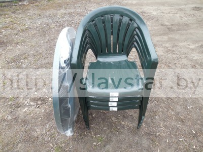 Комплект пластиковой мебели: стол пластиковый круглый и стул Милан 4шт (зеленый)