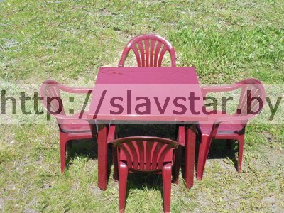 Комплект пластиковой мебели: стол пластиковый квадратный и стул Милан 4шт (бордовый) - фото