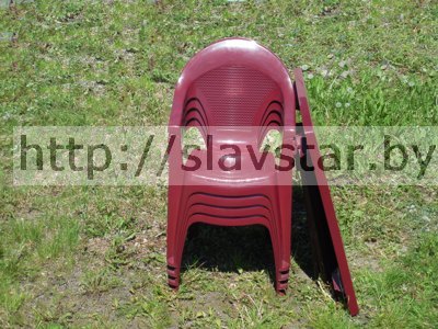 Комплект пластиковой мебели: стол пластиковый квадратный и кресло Барселона 4шт (бордовый)