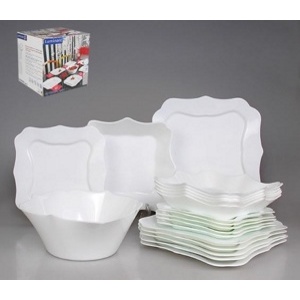Набор посуды стеклокерамический Luminarc ''Authentic White'' 19 пр.: 18 тарелок 20,5/22/26 см, салатник 24 см  Арт.74449 - фото