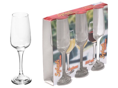 Набор бокалов для шампанского, 3 шт., 235 мл, 220х64 мм, серия Splash, DIAMOND (SW134A-40)