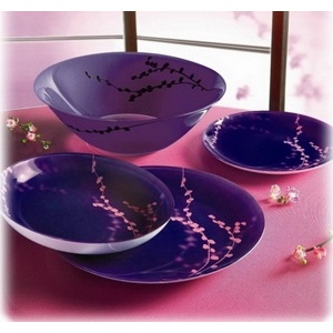 Набор посуды стеклянной Luminarc ''Kashima Purple'' 19 пр.: 18 тарелок 20,5/20/25 см, Салатник 27 см Арт. 76406 - фото