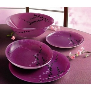 Набор посуды стеклянный Luminarc ''Kashima Fushia'' 19 пр.: 18 тарелок 20,5/20/25 см, Салатник 27 см Арт. 76311