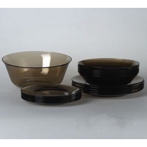 Набор посуды стеклянной дымчатой Luminarc ''Directoire Eclipse'' 19 пр.: 18 тарелок 24,5/20,5/19,5 см , салатник 24 см  Арт.73778