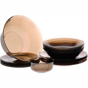 Набор посуды стеклянной дымчатой Luminarc ''Directoire Eclipse'' 20 пр.: 18 тарелок 24,5/20,5/19,5 см , салатник 24 см, салатник 12 см  Арт.74525
