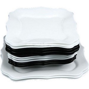 Набор тарелок стеклокерамических Luminarc ''Authentic Black/White'' 18 шт. 20,5/22,5/26 см  Арт. 74554 - фото