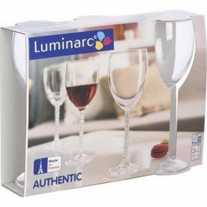Набор бокалов для вина стеклянных AUTHENTIC -  3 шт. 310 мл  Арт. 76341