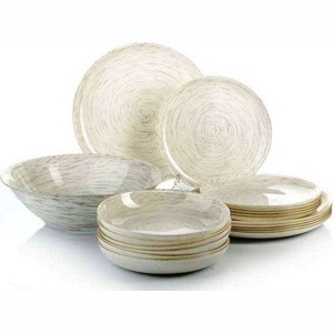 Набор посуды стеклянный Luminarc ''Stonemania White'' 19 пр.: 18 тарелок 20,5/20/25 см, Салатник 27 см Арт. 76354 - фото