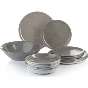 Набор посуды стеклянный Luminarc ''Stonemania Grey'' 19 пр.: 18 тарелок 20,5/20/25 см, Салатник 27 см  Арт. 76353 - фото