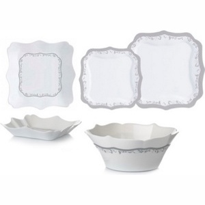 Набор посуды стеклокерамический Luminarc ''Authentic Silver'' 19 пр.: 18 тарелок 20,5/22,5/26 см, салатник 24 см  Арт.74448 - фото