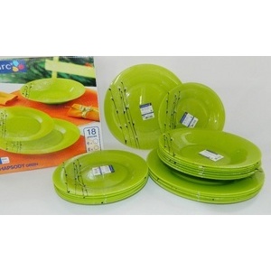 Набор тарелок стеклянных Luminarc ''Rhapsody green'' 18 шт. 25/21,5/19,5 см  Арт. 73980 - фото
