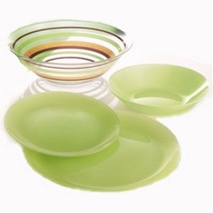Набор посуды стеклянной Luminarc ''Arty Amande'' 19 пр.: 18 тарелок 20,5/20/26 см, Салатник 27 см  Арт. 76405 - фото