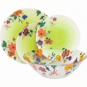 Набор посуды стеклянной Luminarc ''Maritsa Green'' 19 пр.: 18 тарелок 20,5/20/26 см, Салатник 27 см  Арт. 76407 - фото