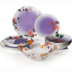Набор посуды стеклянный Luminarc ''Maritsa Purple'' 19 пр.: 18 тарелок 20,5/20/26 см, Салатник 27 см  Арт. 76349 - фото