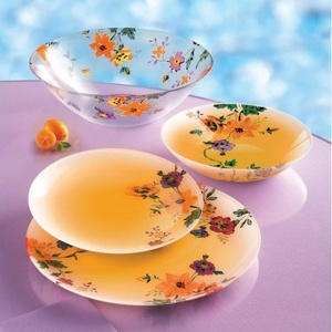 Набор посуды стеклянный Luminarc ''Maritsa Orange'' 19 пр.: 18 тарелок 20,5/20/26 см, Салатник 27 см Арт. 76348 - фото