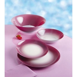 Набор посуды стеклянный Luminarc ''Fizz Purple'' 19 пр.: 18 тарелок 20,5/20/26 см, Салатник 27 см  Арт. 76347 - фото