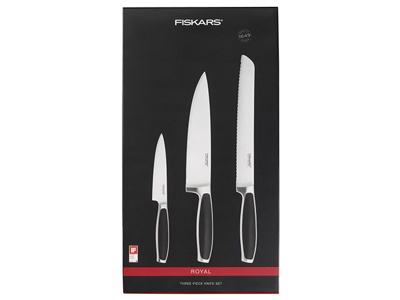 Набор ножей 3 шт. (нож кухонный 21 см, нож для овощей 12 см, нож для хлеба 23 см) Royal Fiskars (1016464) (FISKARS)