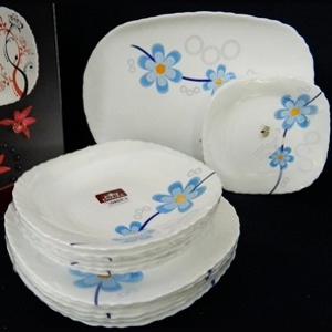 Набор посуды стеклокерамической Luminarc ''Blue Pandora'' 19 пр.: блюдо 35 см, 18 тарелок 19/23/27 см  Арт.68418 - фото