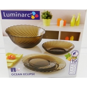 Набор посуды стеклянный дымчатый Luminarc ''Ocean Eclipse'' 19 пр.: 18 тарелок 19,5/20,5/24 см, Салатник 24 см  Арт. 76999