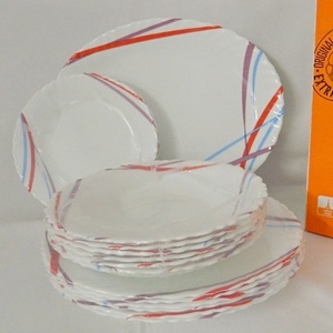 Набор посуды стеклокерамической Luminarc ''Malie'' 19 пр.: 18 тарелок 19/21/25 см, Блюдо 33 см  Арт. 76898 - фото