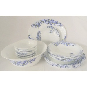 Набор посуды стеклокерамической Luminarc ''Aliya blue'' 26 пр.: 18 тарелок 19/21/25 см, 7 салатников 12/25 см, Блюдо 33 см  Арт. 76884