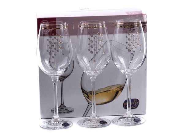 Набор бокалов для вина стеклянных декор. ''Viola'' 6 шт. 250 мл Арт.87748 - фото