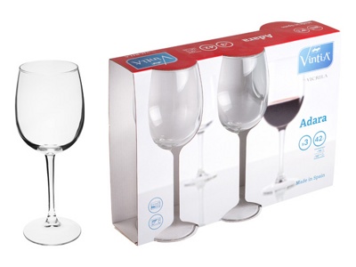 Набор бокалов для вина, 3 шт., 420 мл, 221х85 мм, серия Adara, VINTIA (V053140)