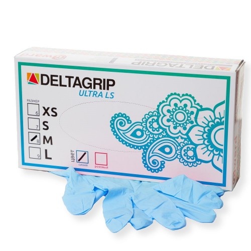 Перчатки одноразовые нитриловые неопудренные GWARD DELTAGRIP Ultra LS р-р 10 (XL) (100 шт/упак) - фото