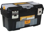 Ящик для инструмента пластмассовый ГЕФЕСТ 18 мет.замки ( с консолью и коробками) (М2944) - фото