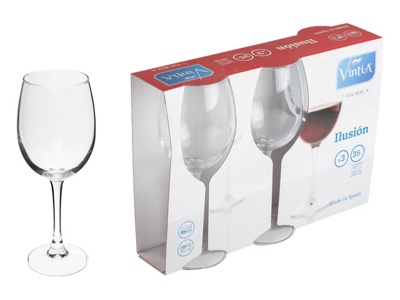 Набор бокалов для вина, 3 шт., 350 мл, 208х80 мм, серия Ilusion, VINTIA (V050540)