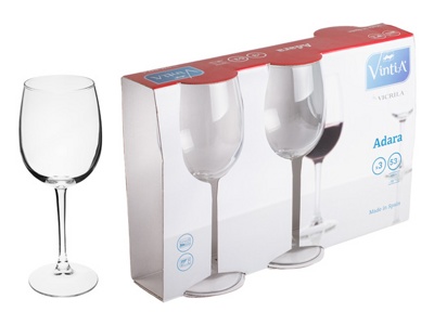 Набор бокалов для вина, 3 шт., 530 мл, 230х91.4 мм, серия Adara, VINTIA (V053240)